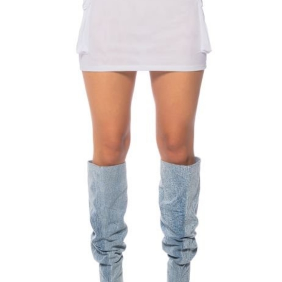 Mini skirt white DOUBLE MESH CARGO SKIRT - Picture 8 of 13